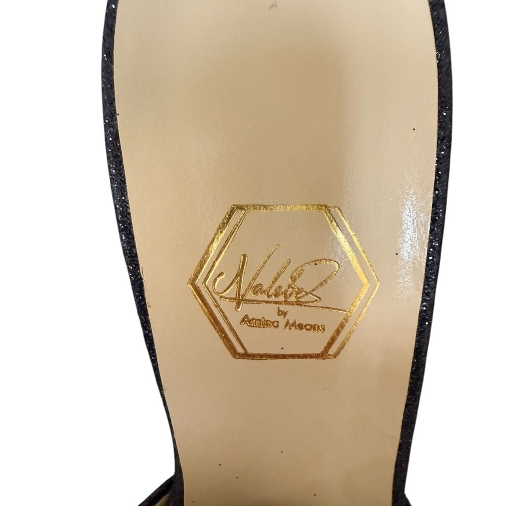 NIB Nalebe By Amina Means Reflections Dimante 
Glitter Bow Mule Heels - Picture 6 of 8